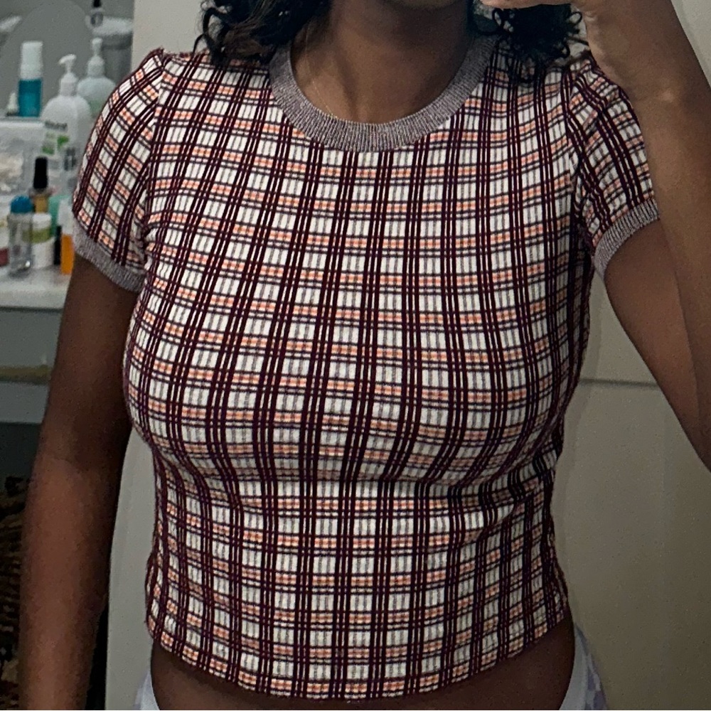 Zara Trafaluc Plaid Crop Top Size S